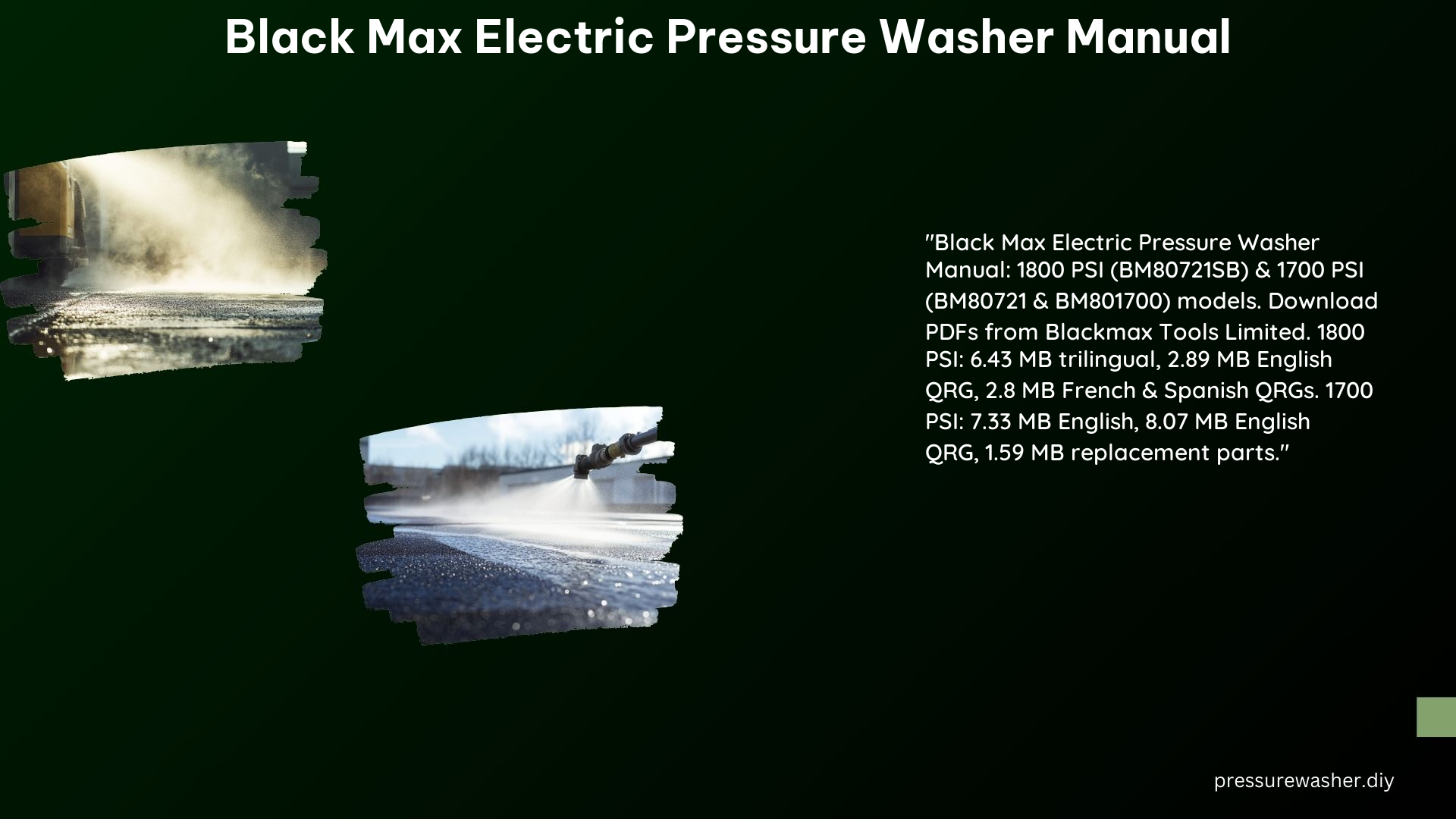 Black Max Electric Pressure Washer Manual