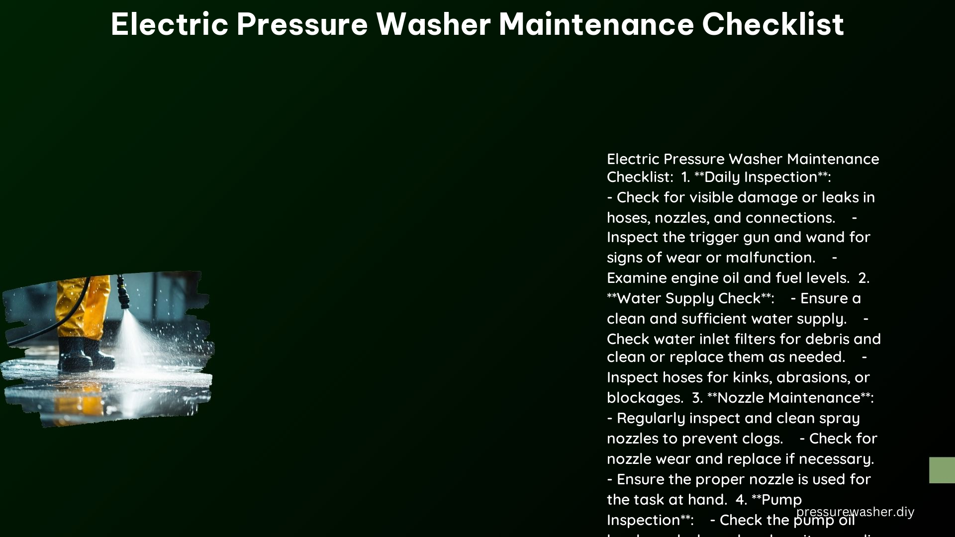 Electric Pressure Washer Maintenance Checklist