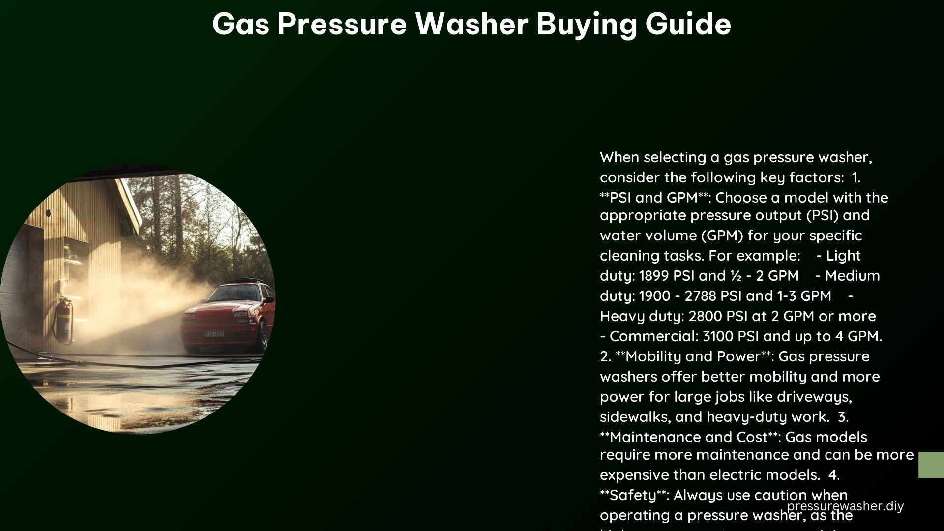 Gas Pressure Washer Buying Guide