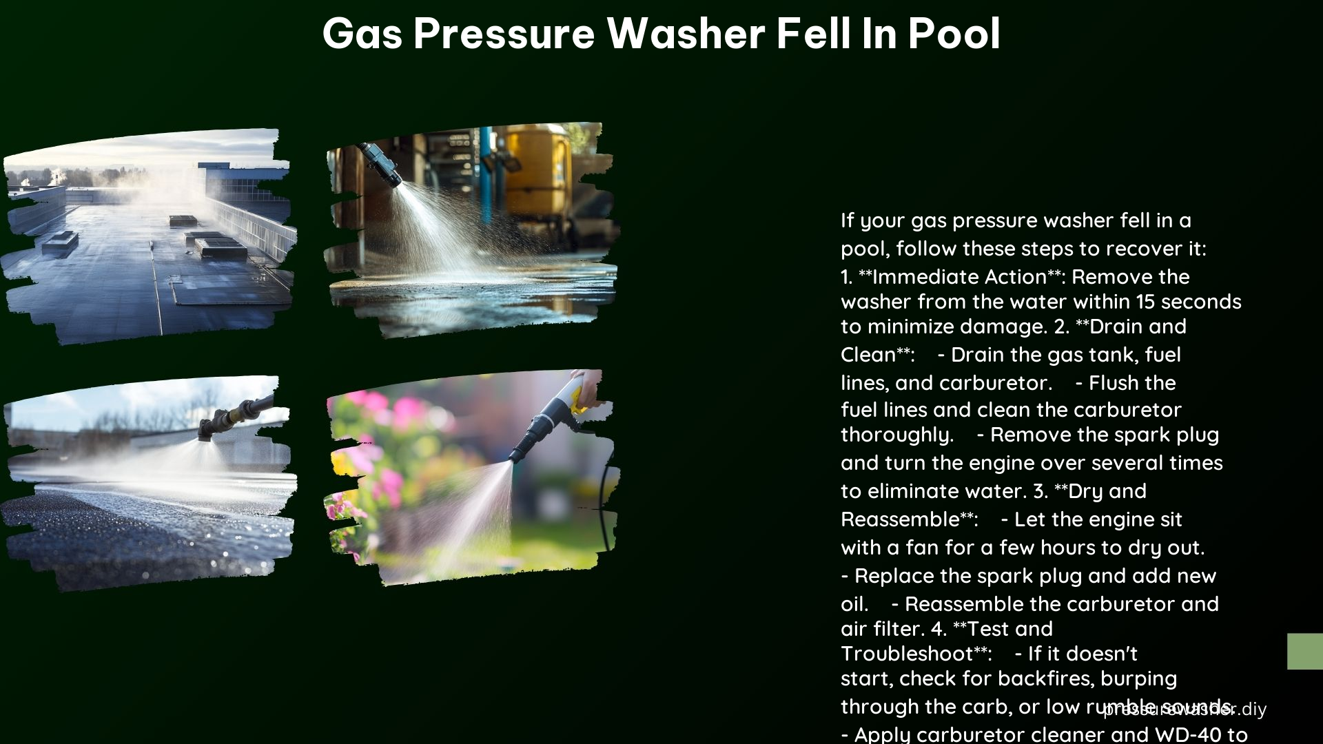 Gas Pressure Washer Fell in Pool