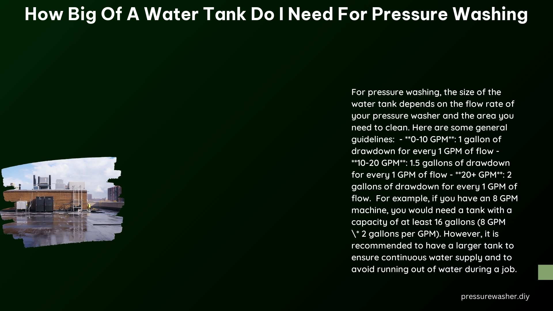 How Big of a Water Tank Do I Need for Pressure Washing