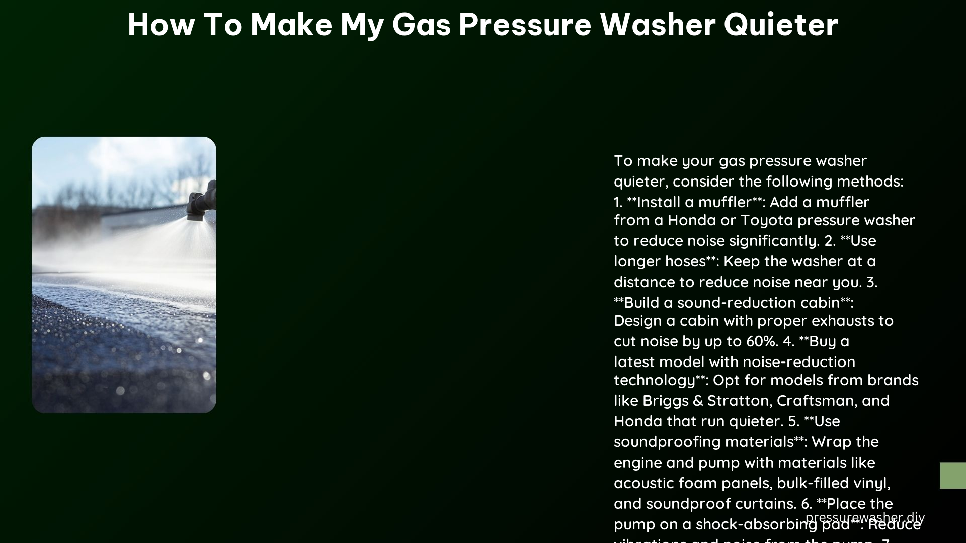 How to Make My Gas Pressure Washer Quieter