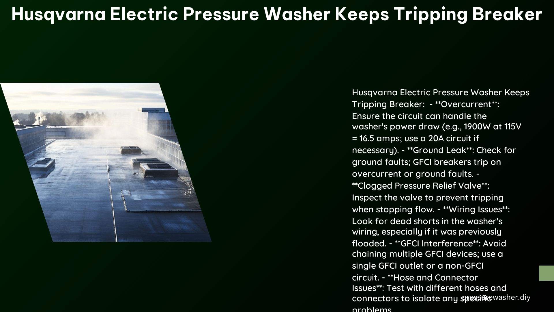 Husqvarna Electric Pressure Washer Keeps Tripping Breaker