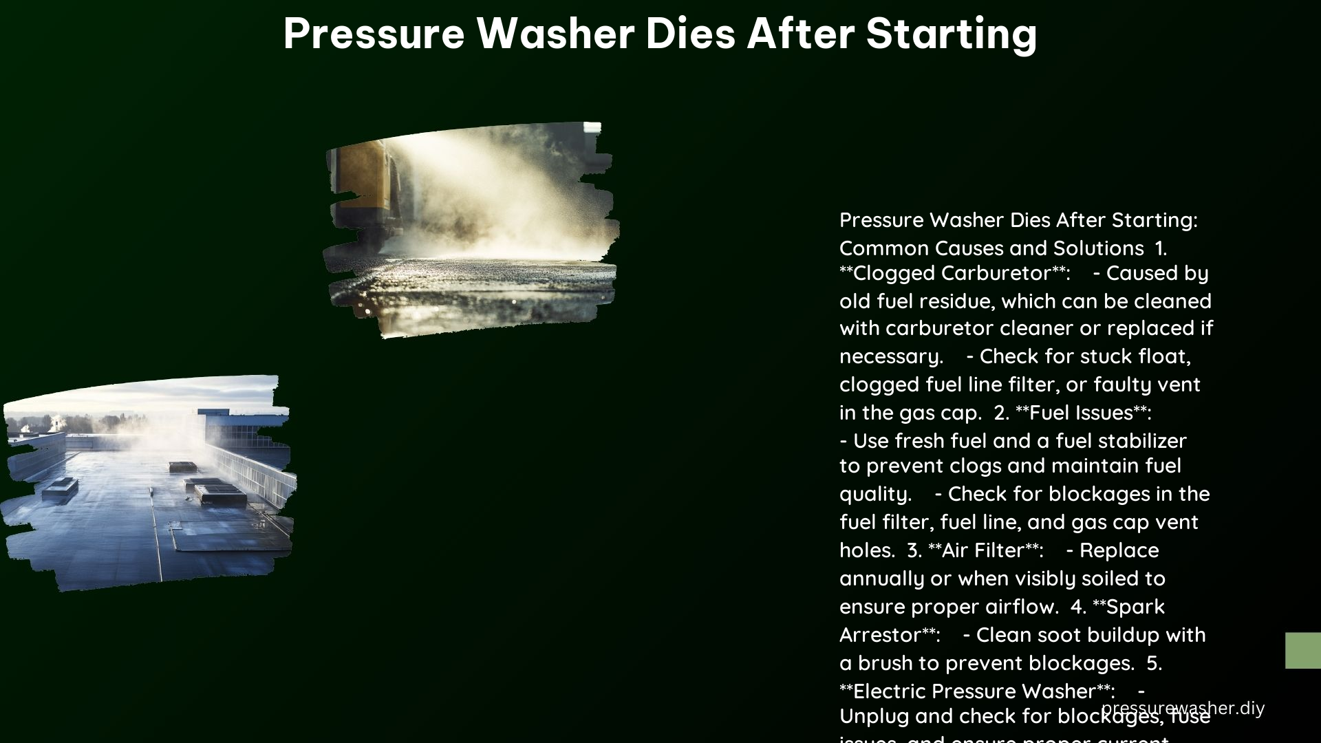 Pressure Washer Dies After Starting