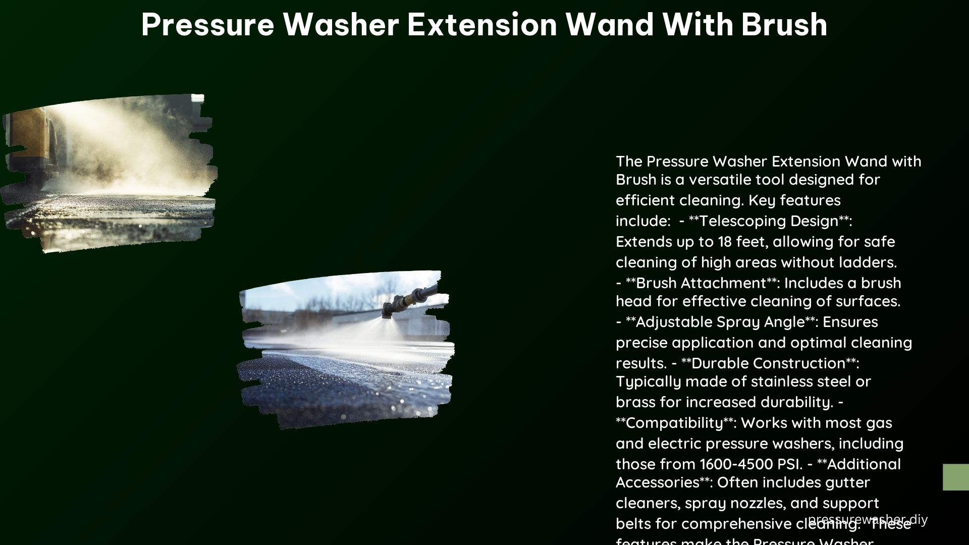 Pressure Washer Extension Wand With Brush