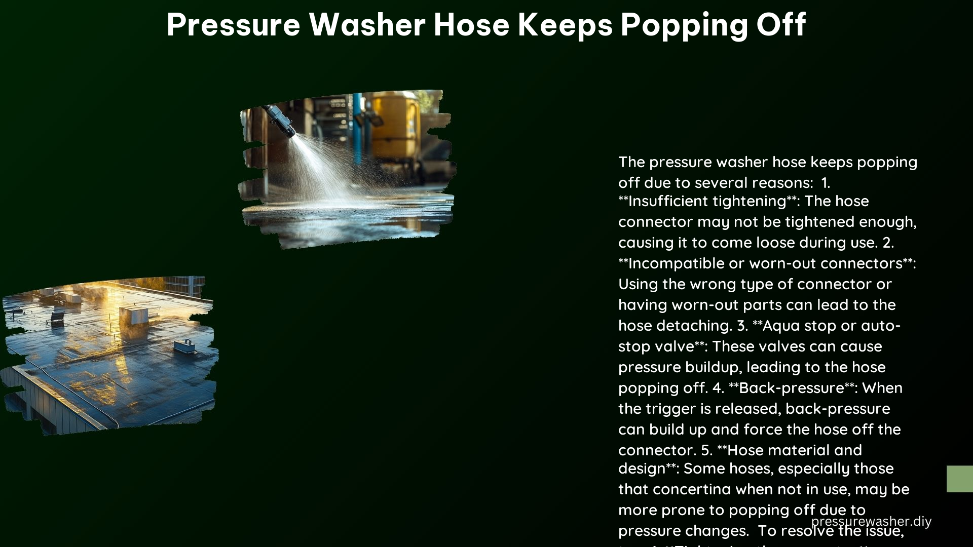 Pressure Washer Hose Keeps Popping Off