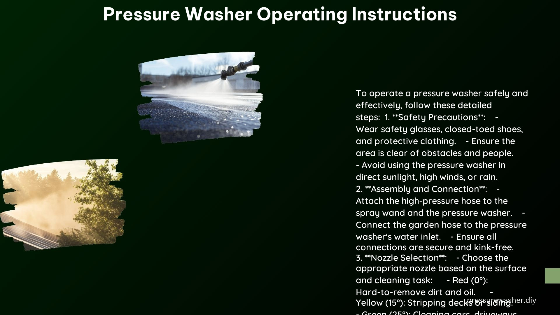 Pressure Washer Operating Instructions