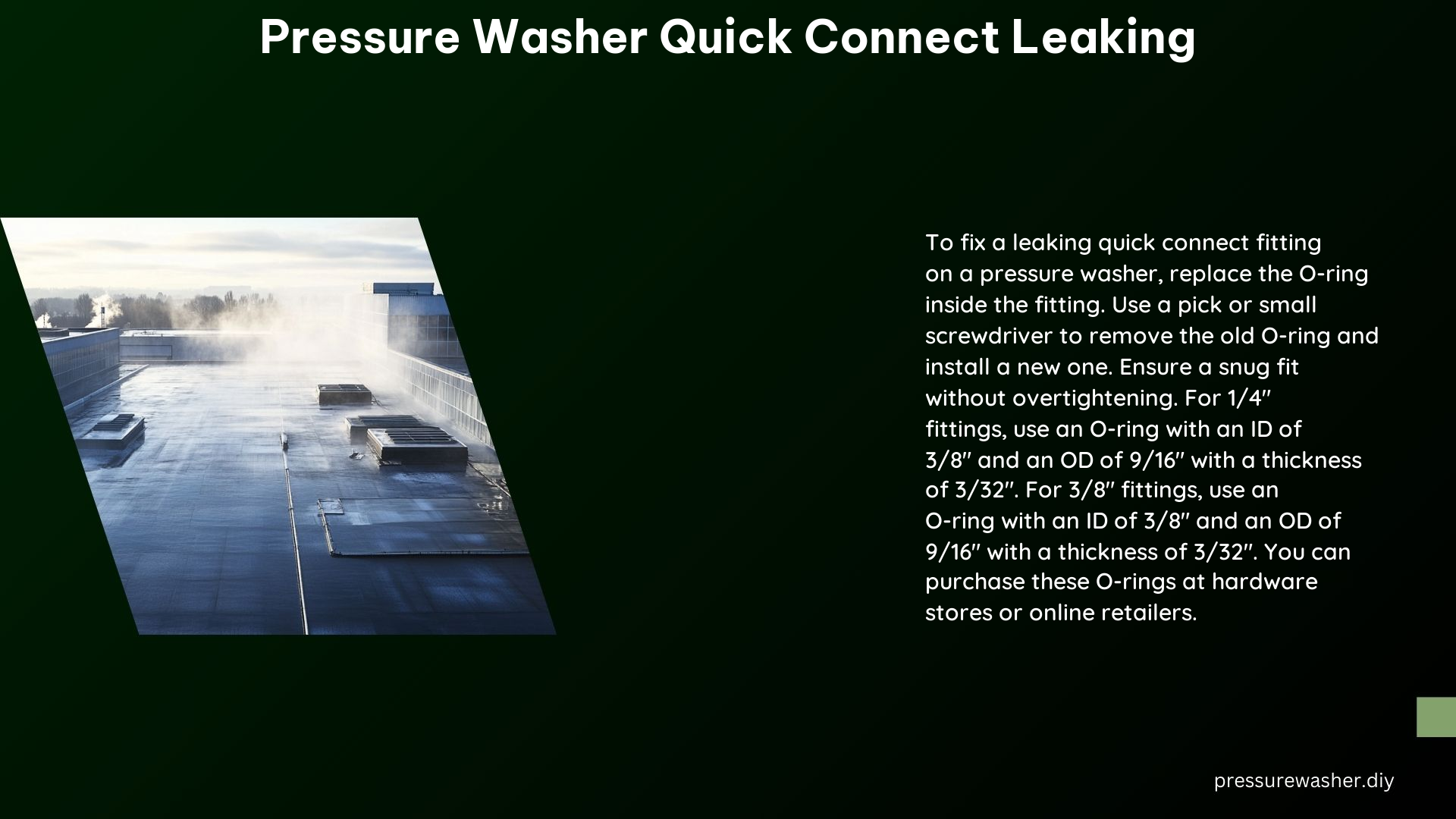 Pressure Washer Quick Connect Leaking