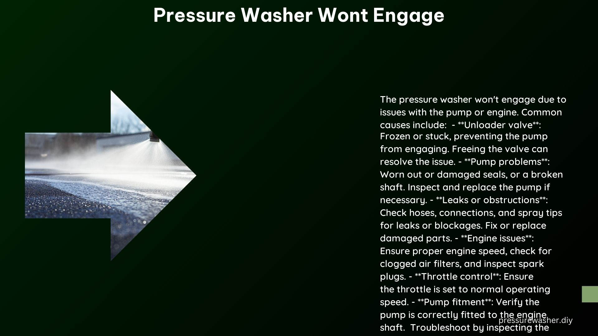 Pressure Washer Wont Engage