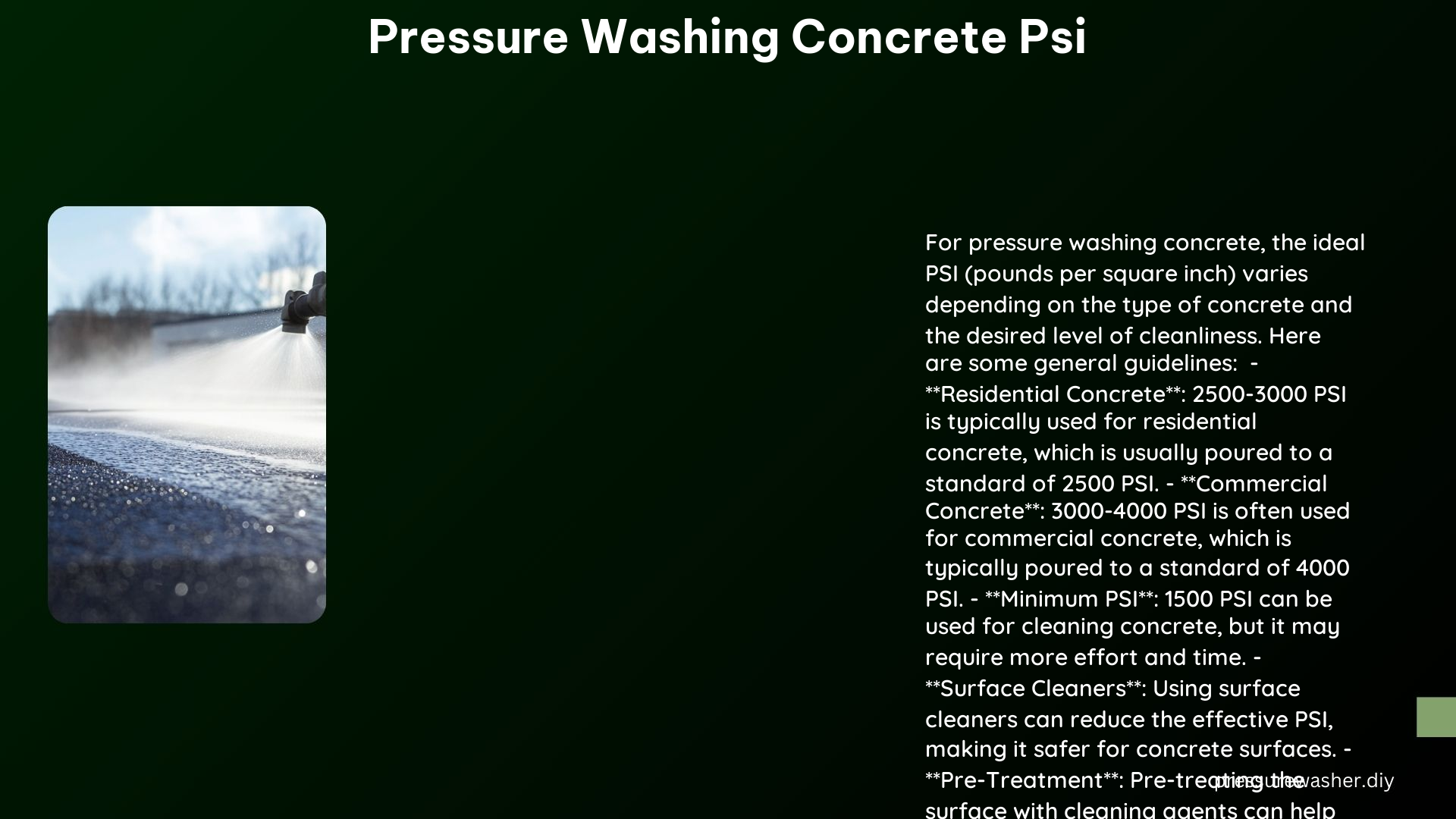 Pressure Washing Concrete PSI