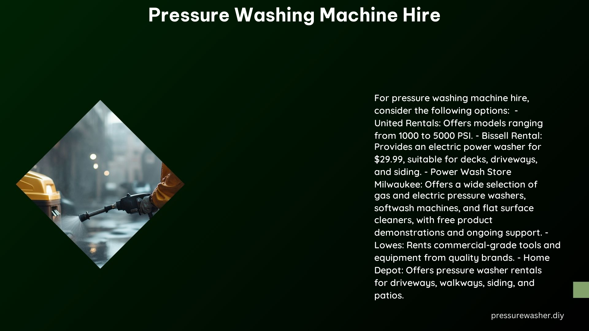 Pressure Washing Machine Hire