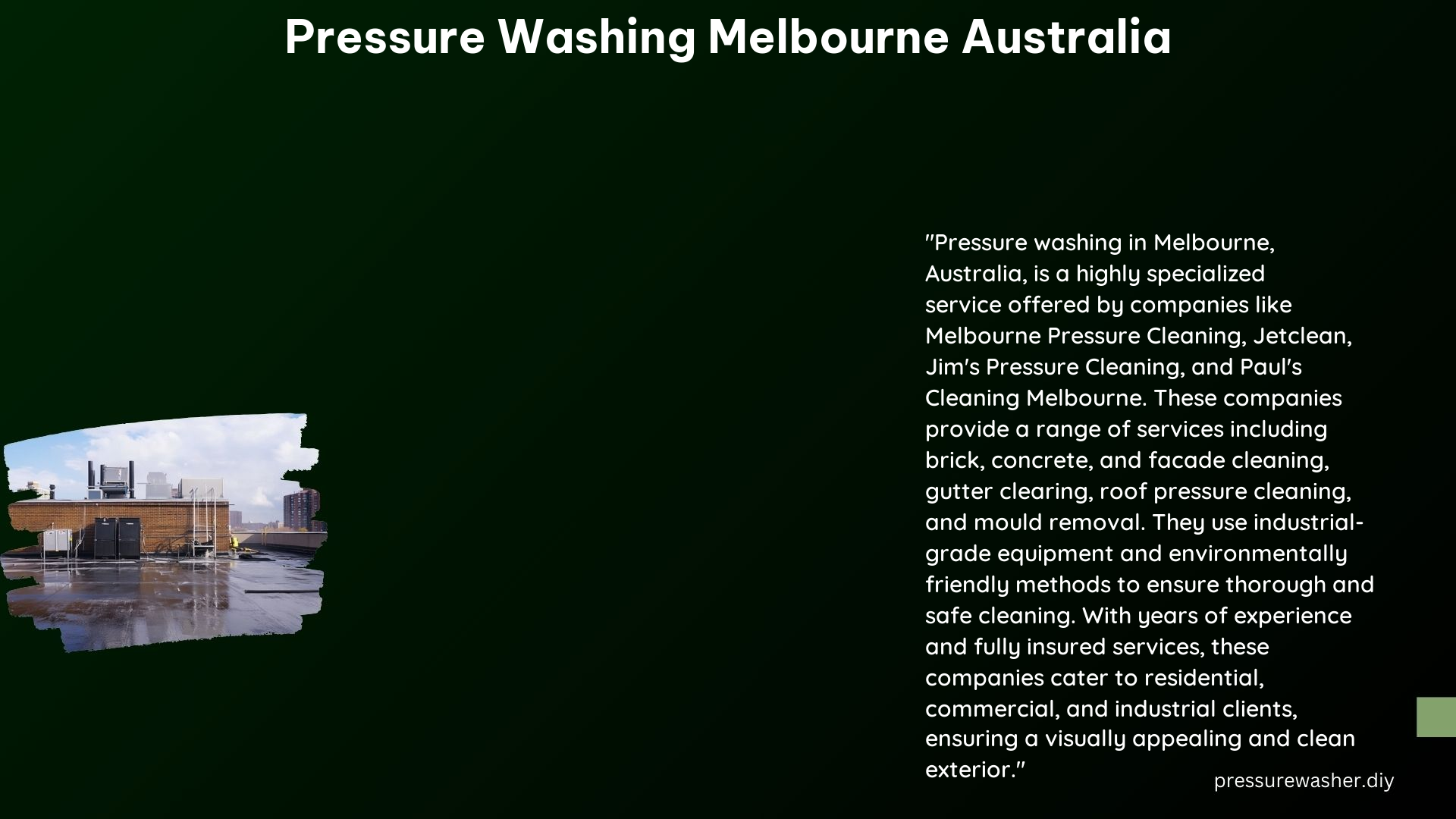 Pressure Washing Melbourne Australia