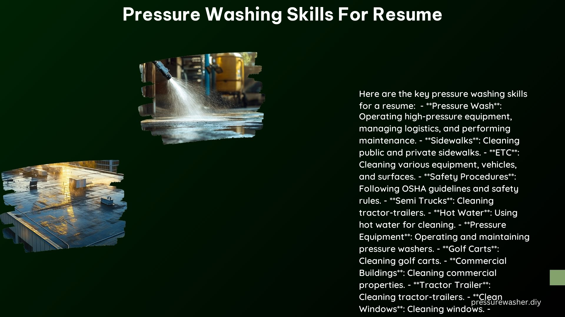 Pressure Washing Skills for Resume