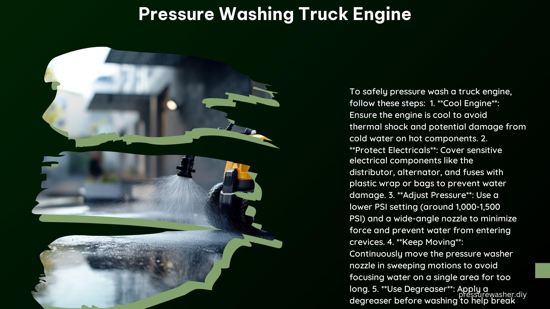 Pressure Washing Truck Engine