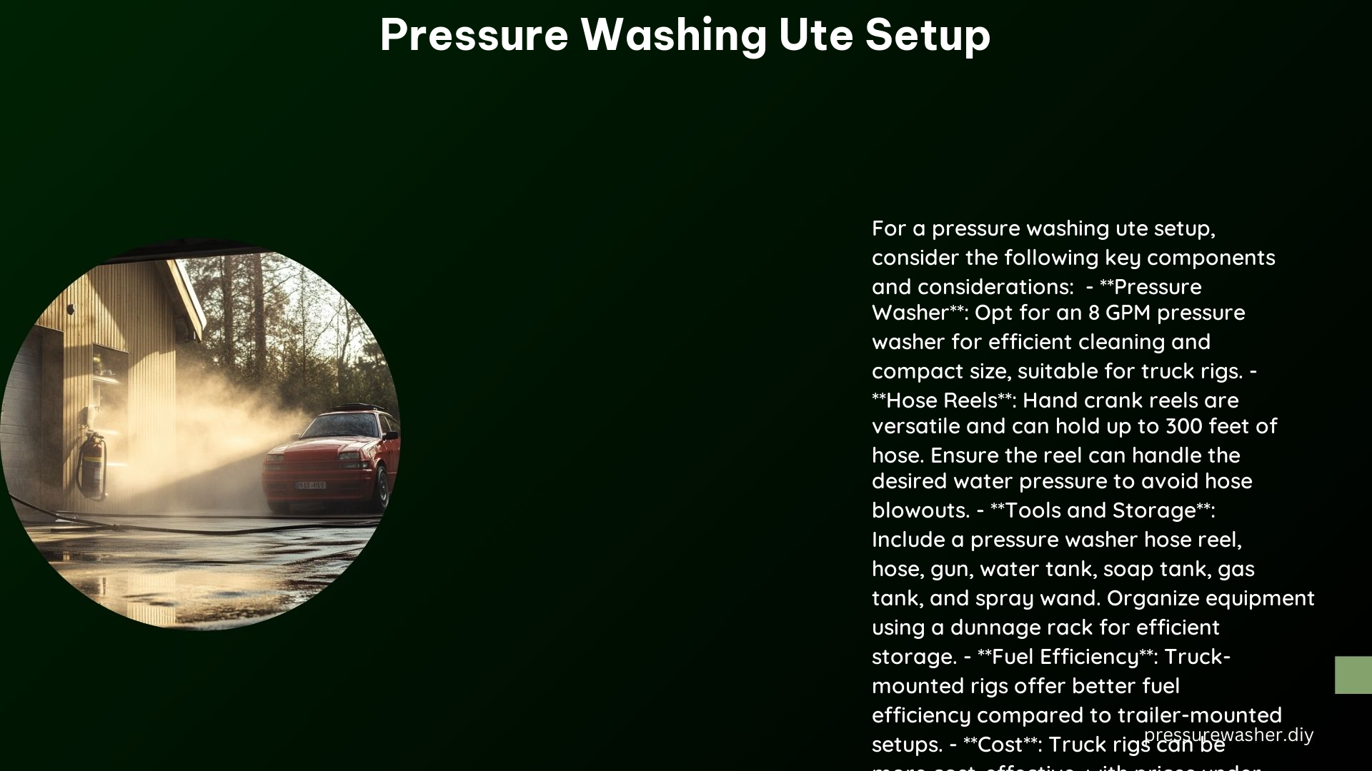 Pressure Washing Ute Setup