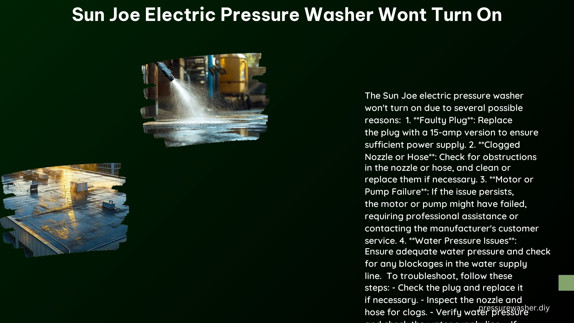 Sun Joe Electric Pressure Washer Wont Turn On
