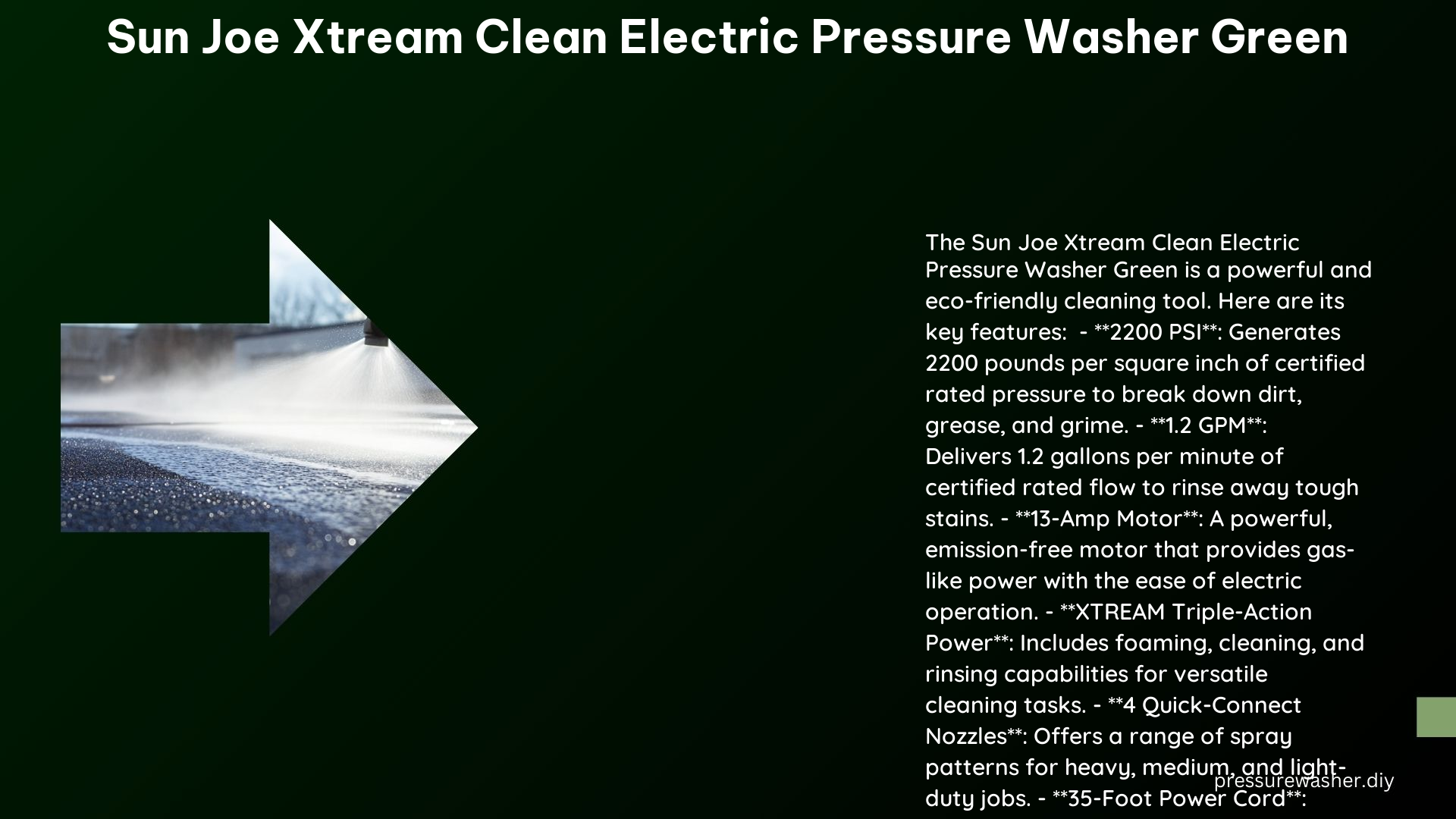Sun Joe Xtream Clean Electric Pressure Washer Green