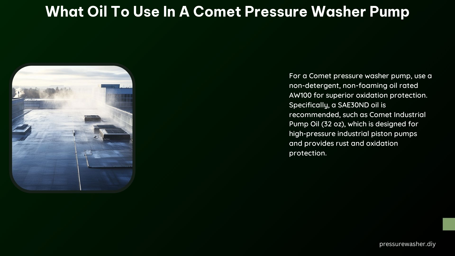 What Oil to Use in a Comet Pressure Washer Pump