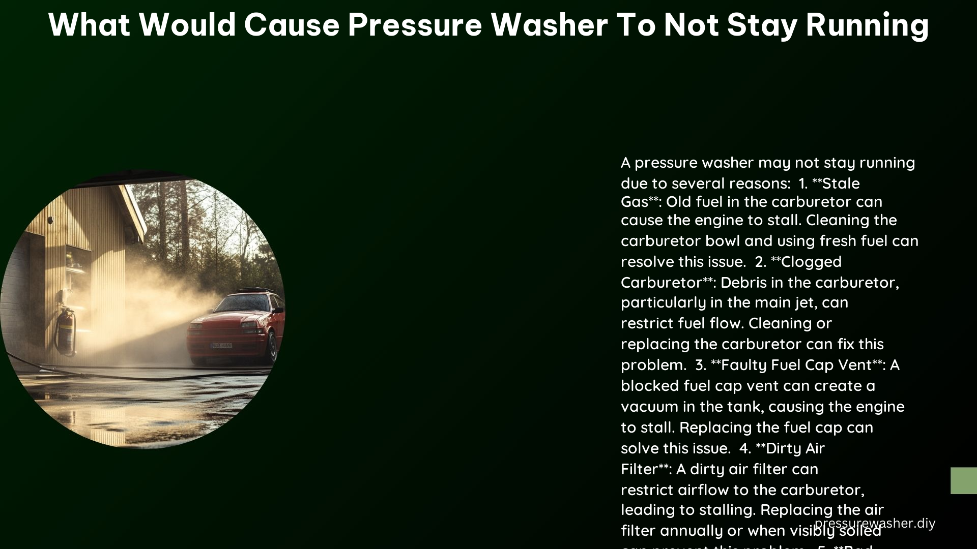 What Would Cause Pressure Washer to Not Stay Running