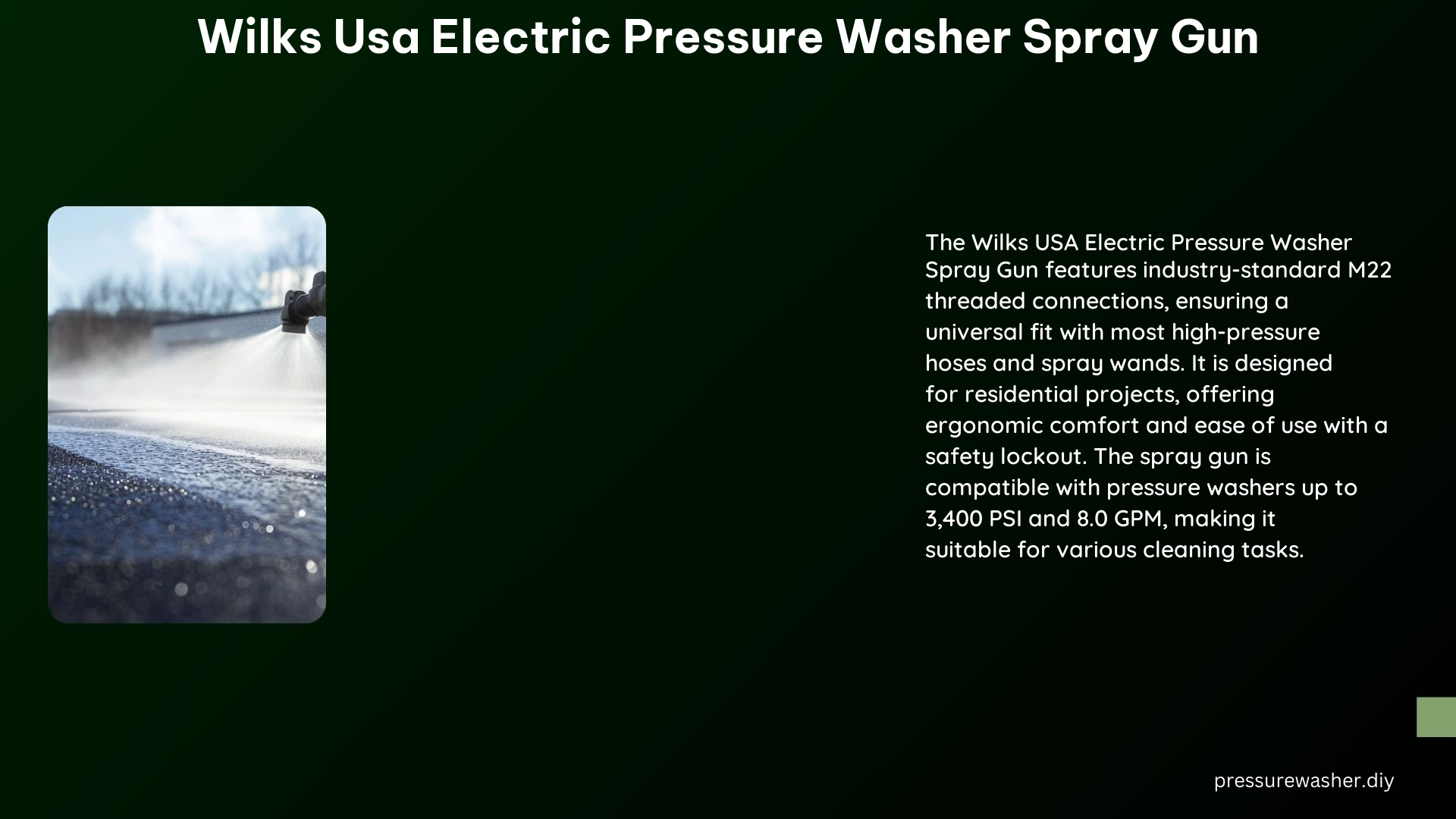 Wilks USA Electric Pressure Washer Spray Gun
